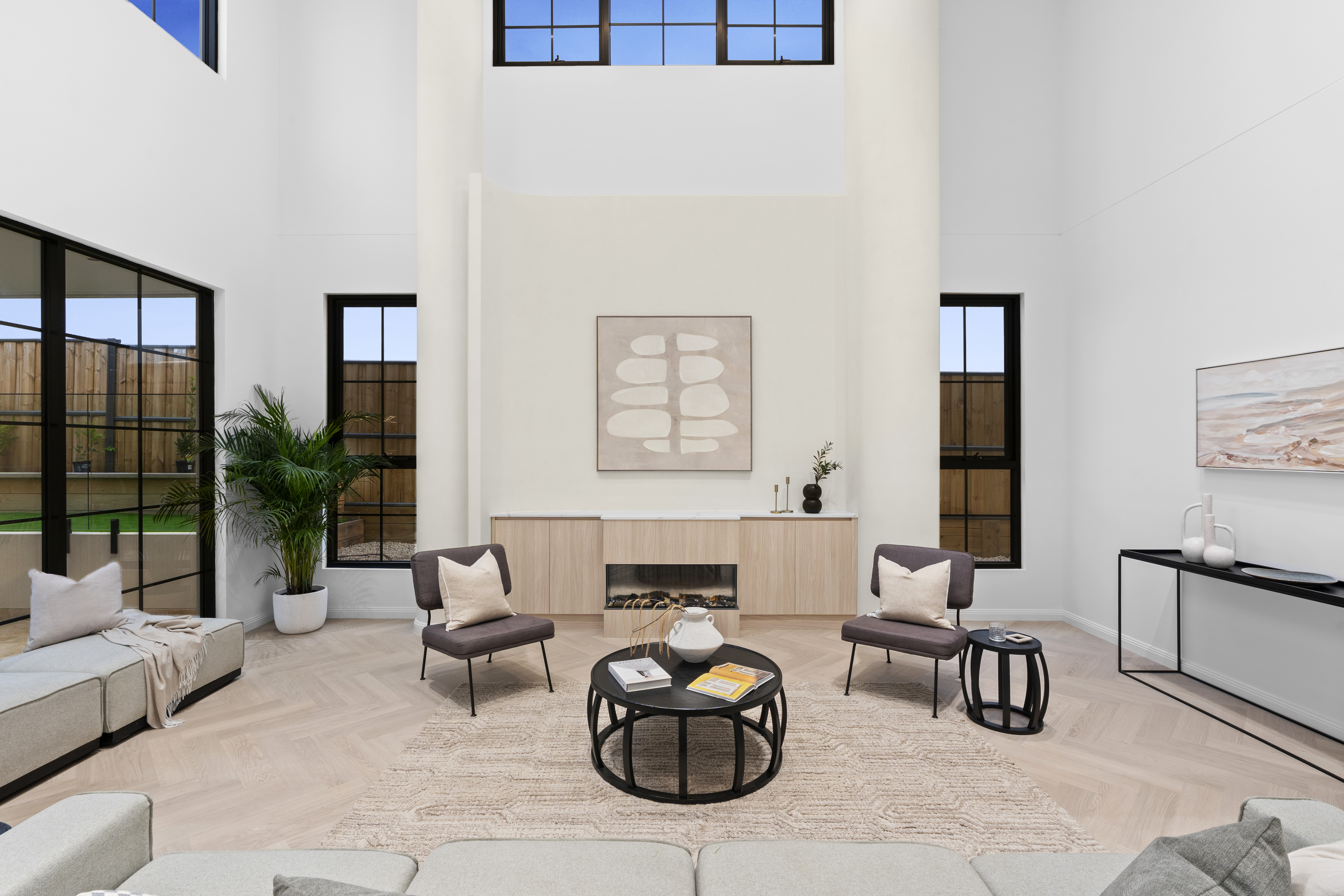 Grand Living Room — Double-Height Ceilings
